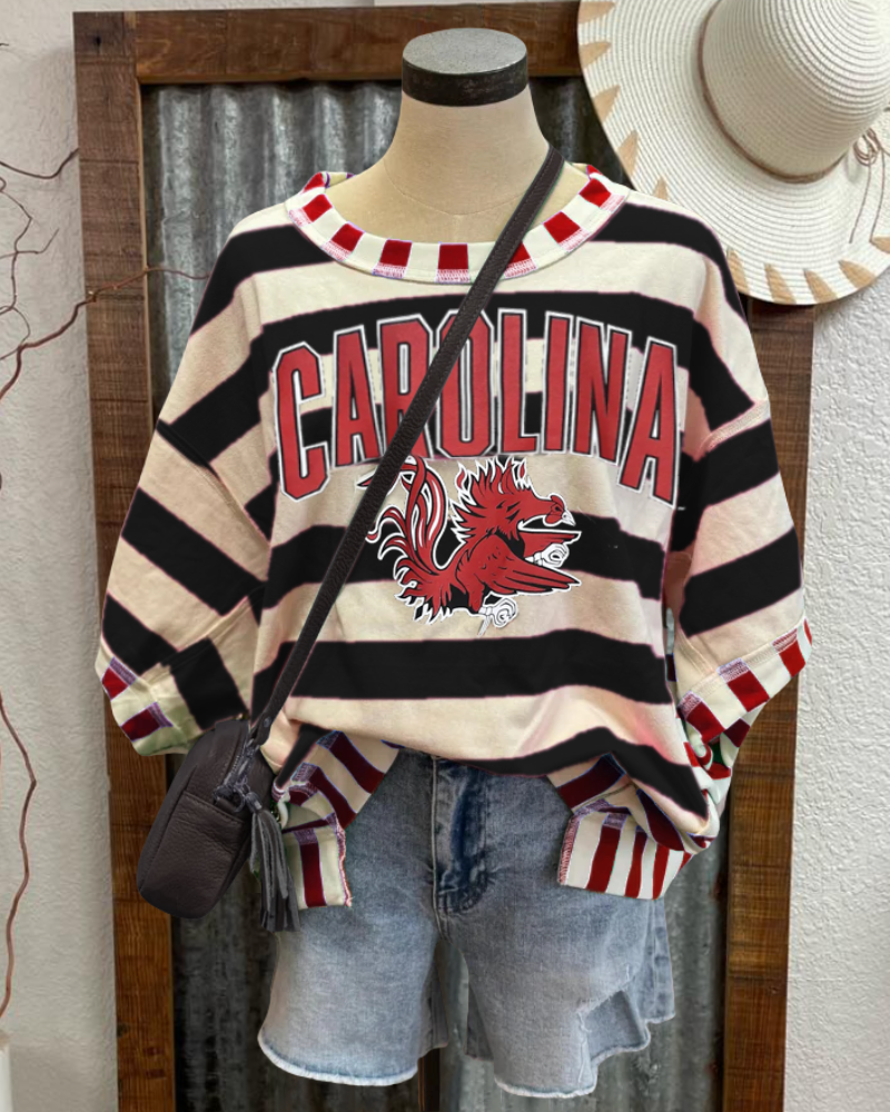 CAROLINA Embroidered Striped T-shirt