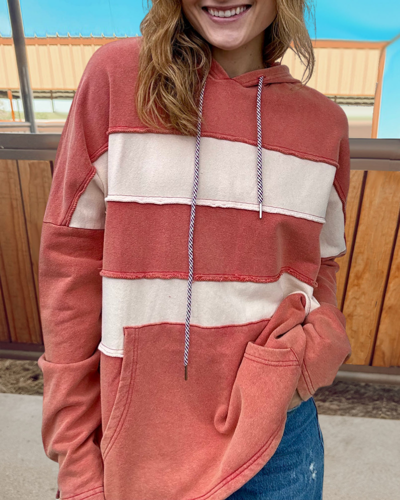 Cool Washed Patchwork Hoodie