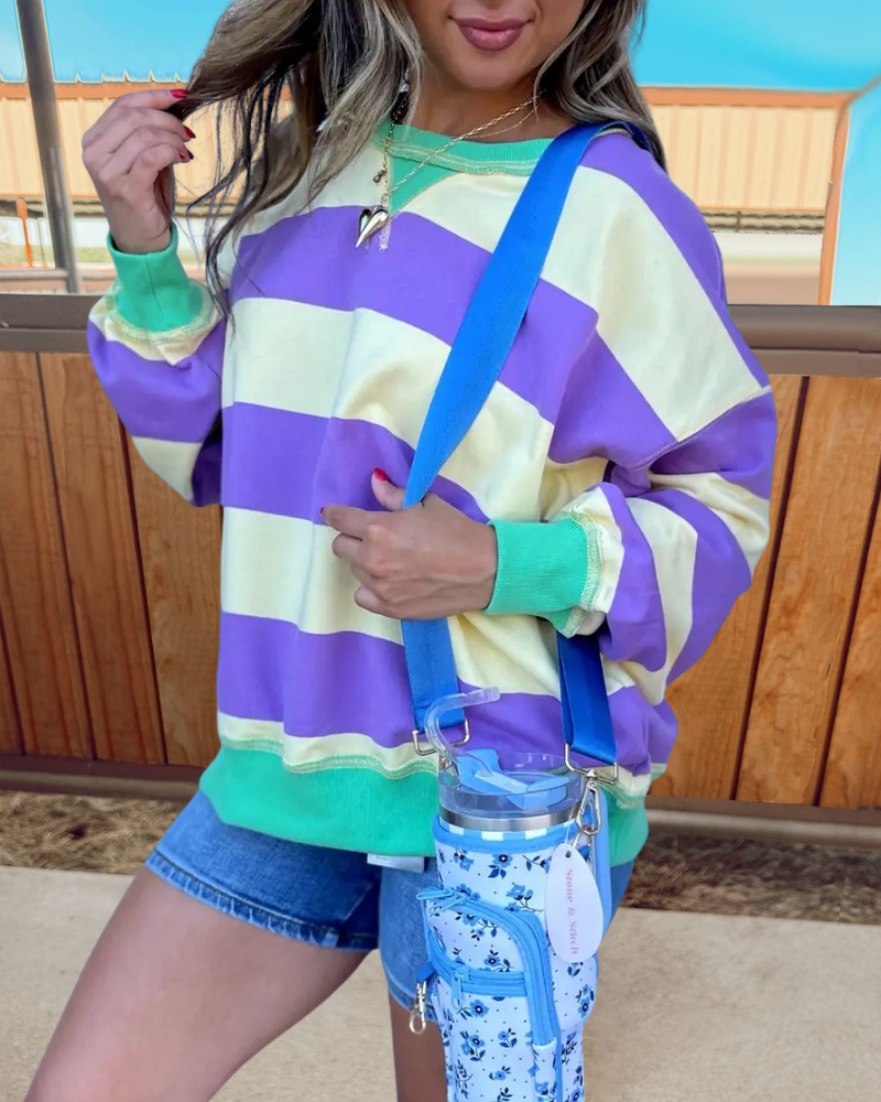 Trendy Colorblock Crewneck Sweatshirt