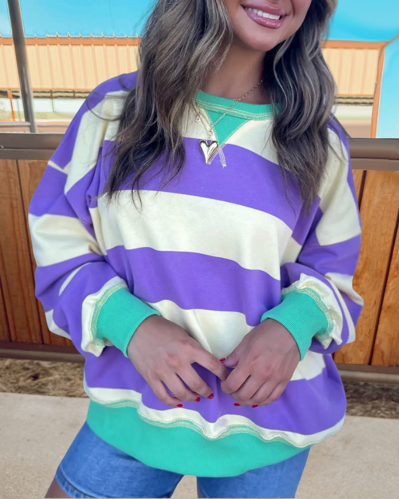 Trendy Colorblock Crewneck Sweatshirt