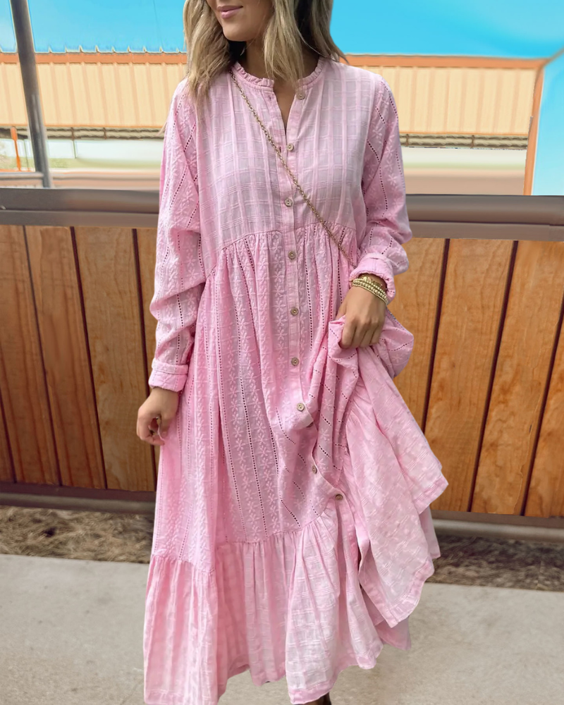 Floral Quilted Maxi Shirt Dress