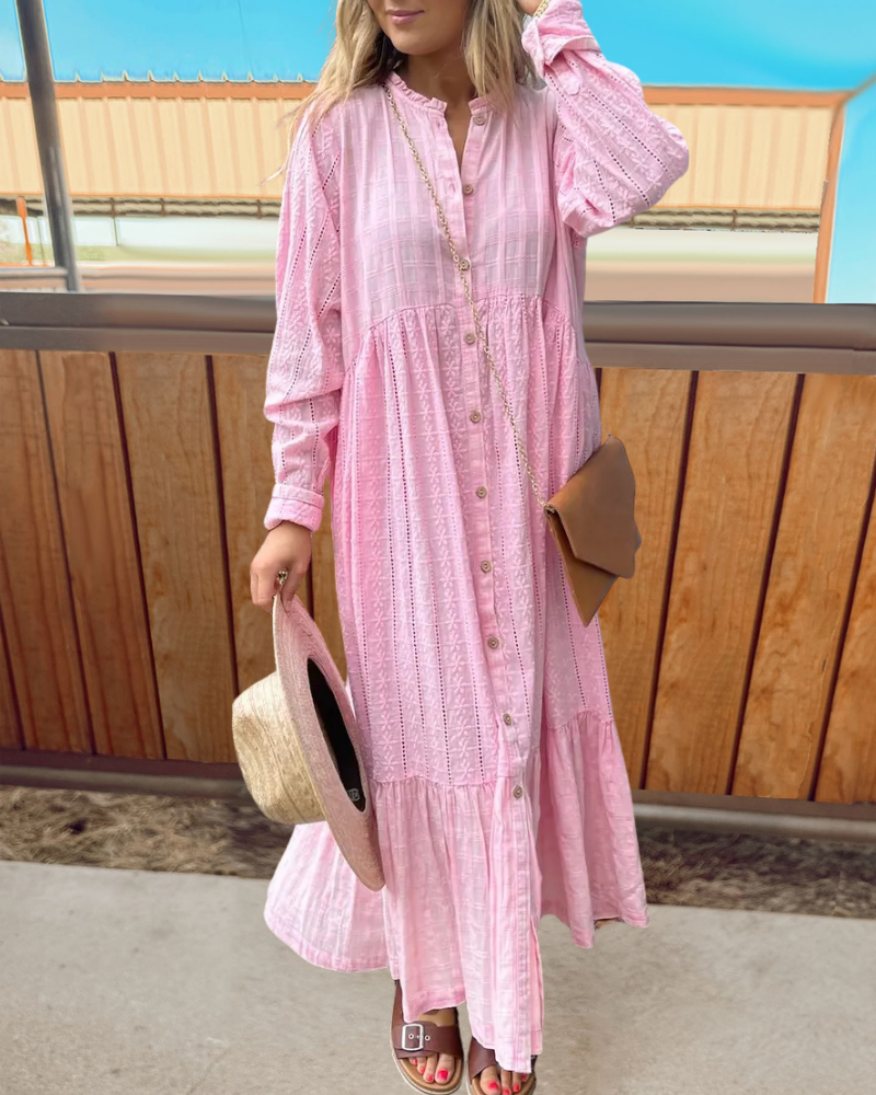 Floral Quilted Maxi Shirt Dress