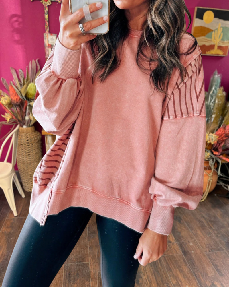 Striped Mineral Washed Pullover