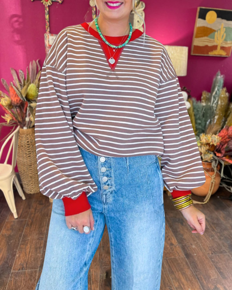 Cara Colorblock Striped Pullover