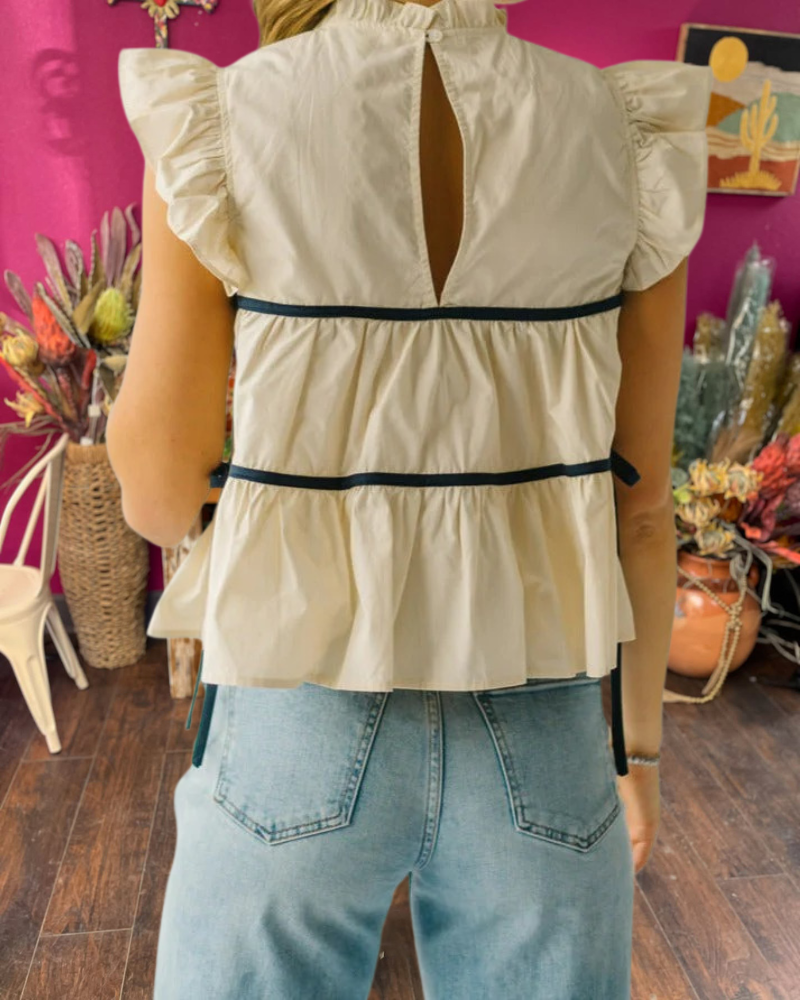 Ruffle Lace-up Top