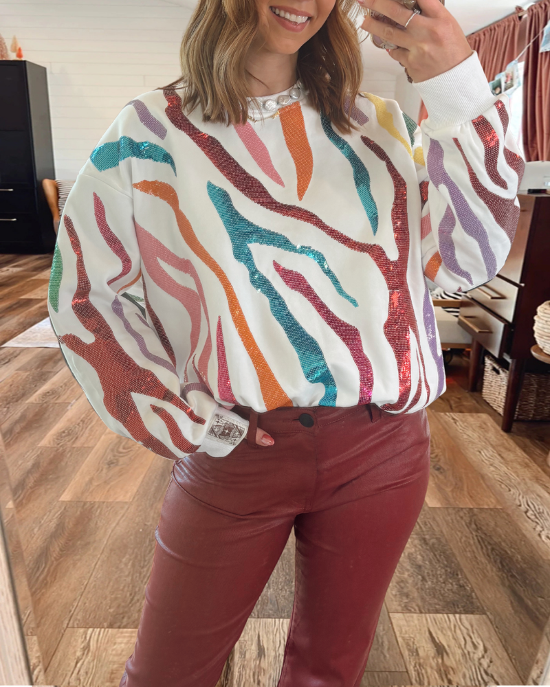 Colorful Sequin Patterned Sweatshirt