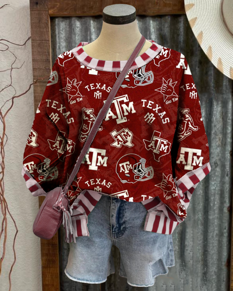 Texas A&M Striped Trim T-shirt