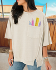 School Supplies Embroidered Pocket Top