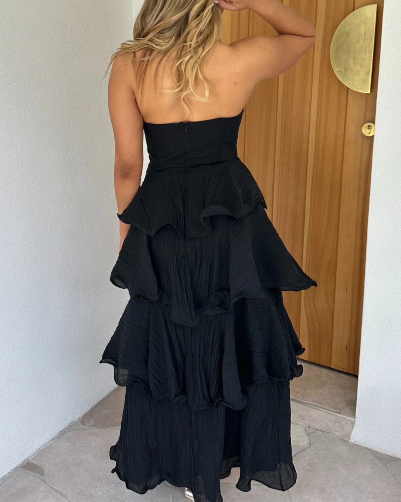 Stylish Layered Ruffles Maxi Dress