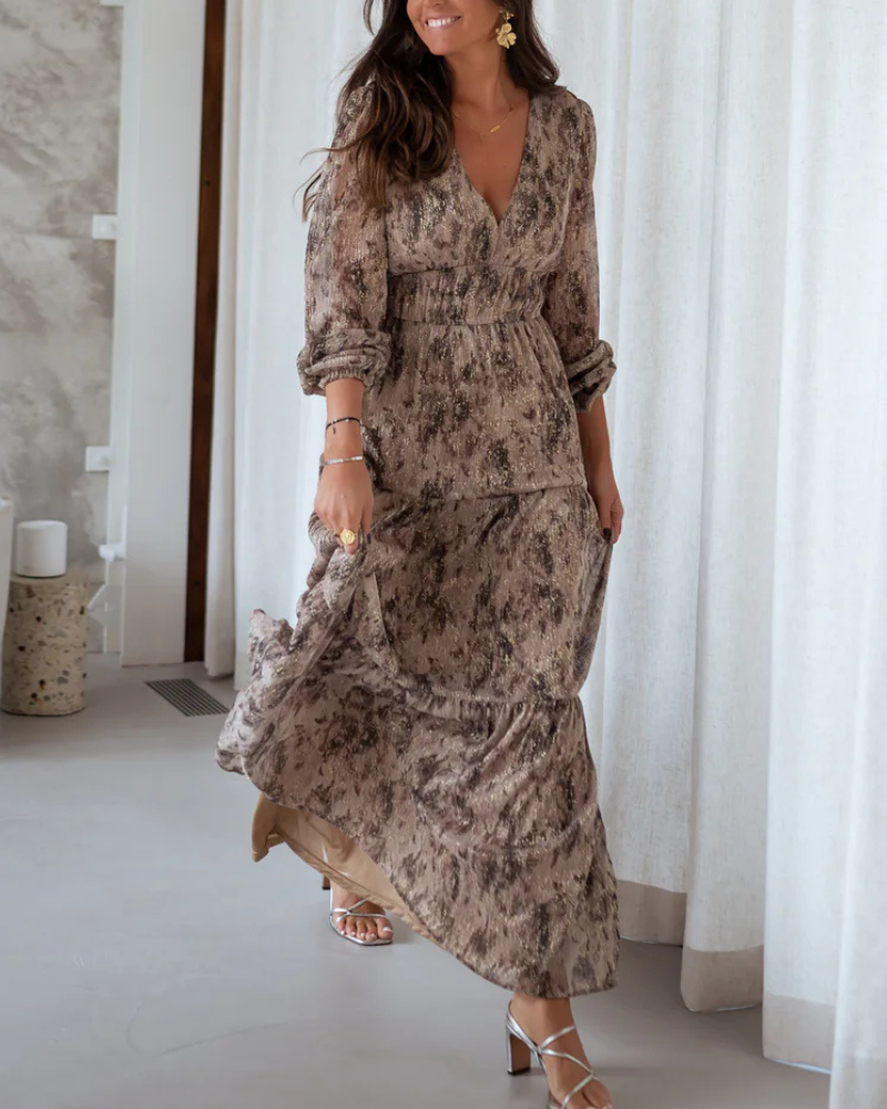 Casual Floral V-Neck Maxi Dress