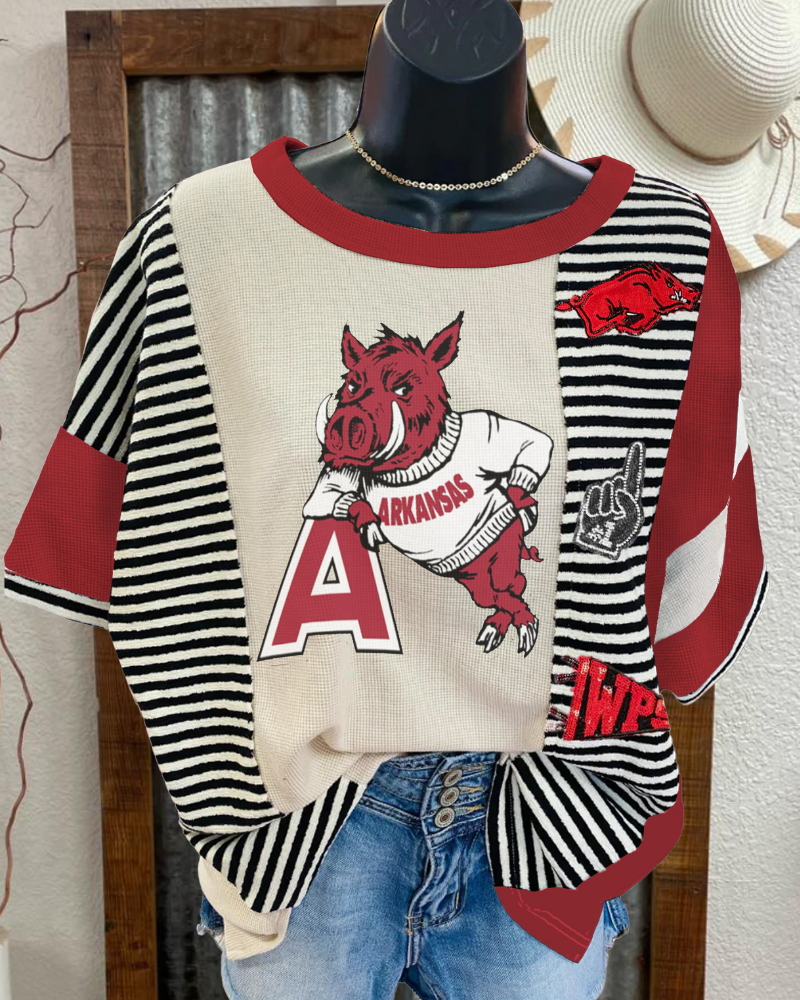 Sequin UARK Razorbacks Tee