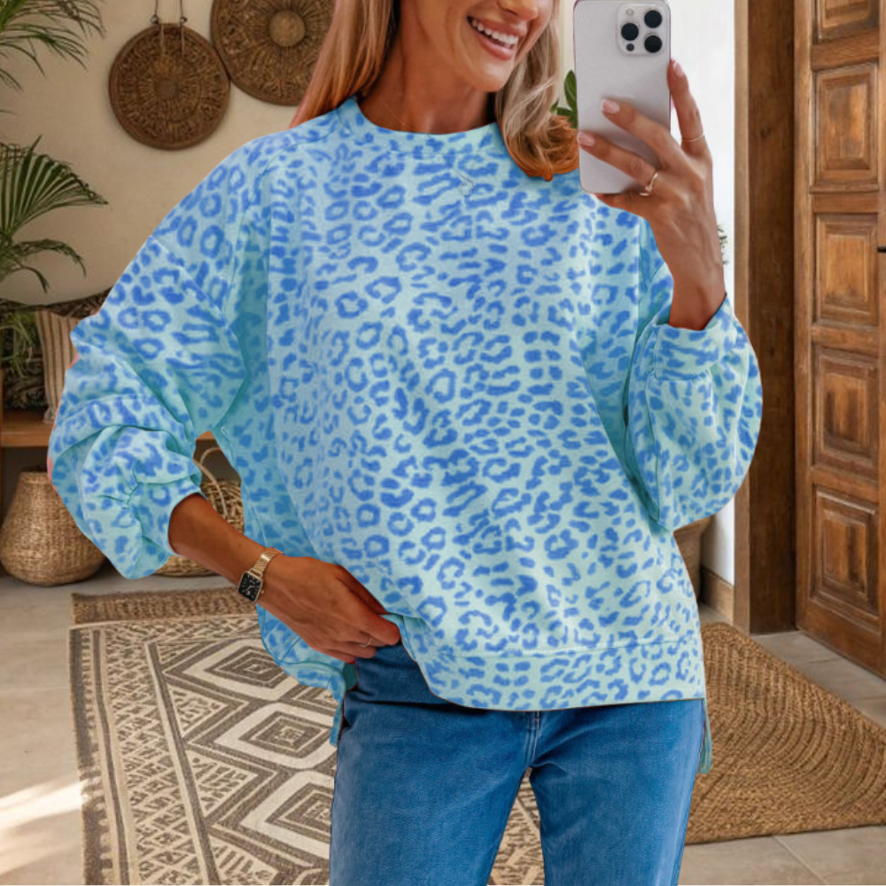Leopard Print Crew Neck Sweatshirt
