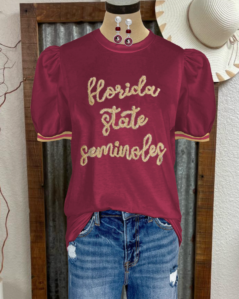 FSU Embroidered Crewneck Top