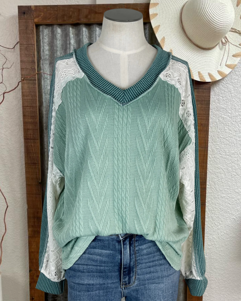 Lace Patchwork Knitted Sweater