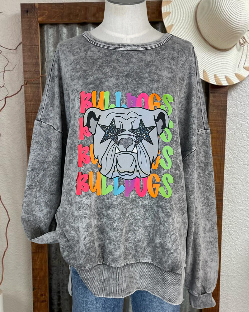 Bulldog Star Washed Sweatshirt