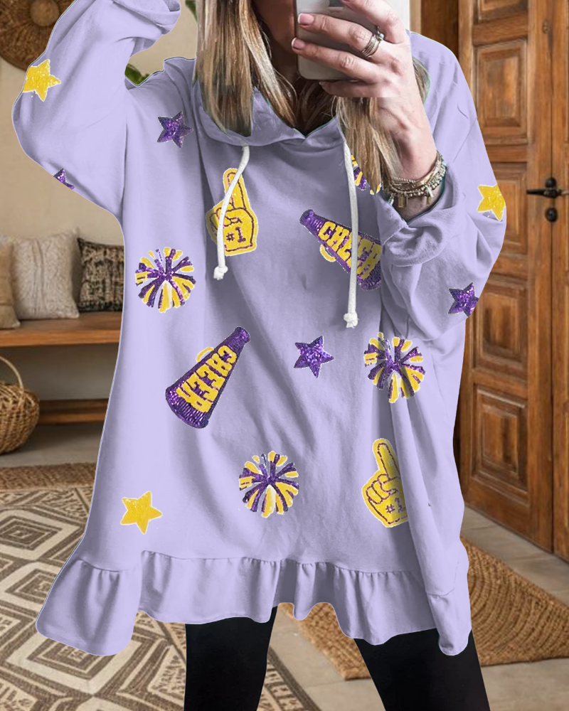 Oversized CHEER Sequined Hoodie