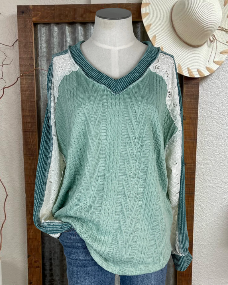 Lace Patchwork Knitted Sweater
