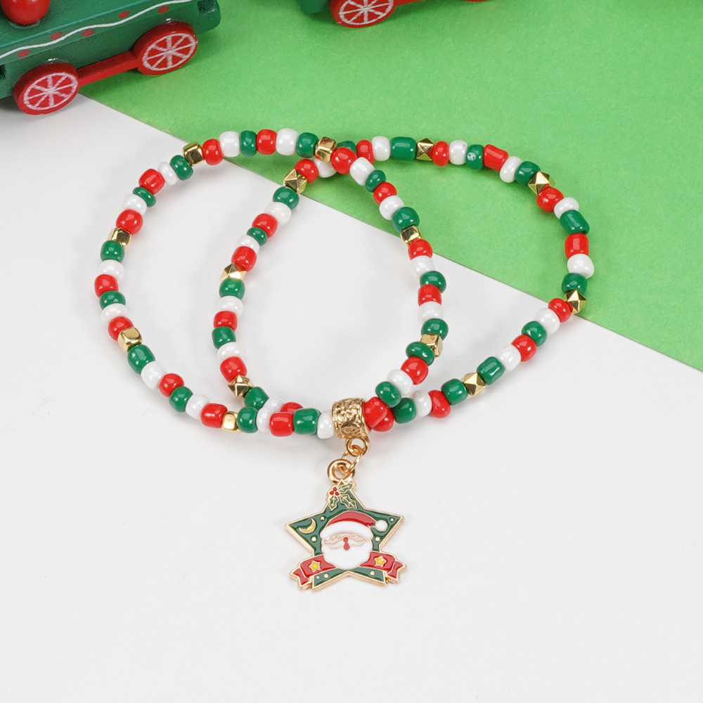 Cute Christmas Trim Beaded Bracelet