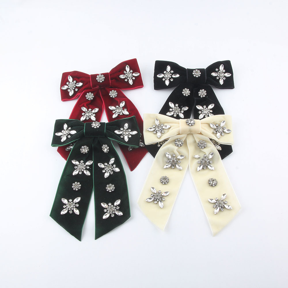 Christmas Bow Diamond Hair Clip