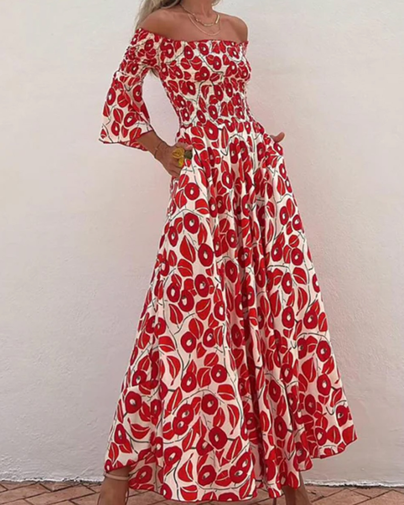Floral Off Shoulder Maxi Dress