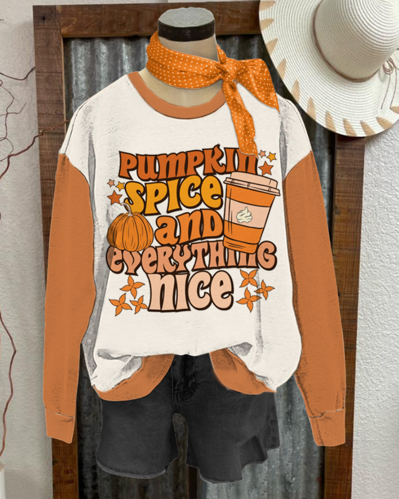 Pumpkin Spice Contrast Sweatshirt