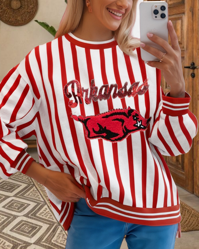 Arkansas Embroidered Striped Sweatshirt