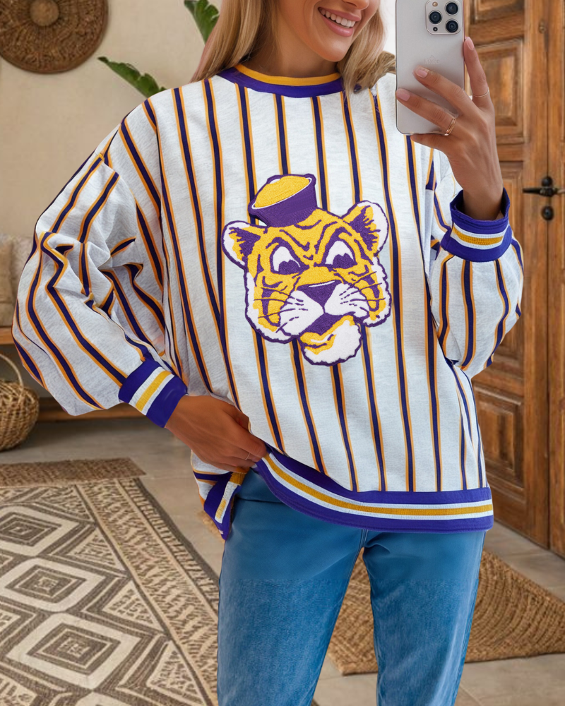 Louisiana Tigers Striped Sweatshirt