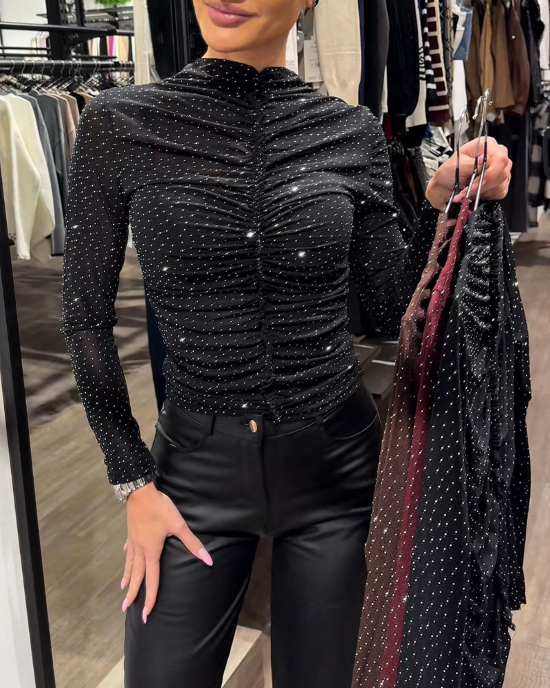 Sparkling Slim Pleated Top