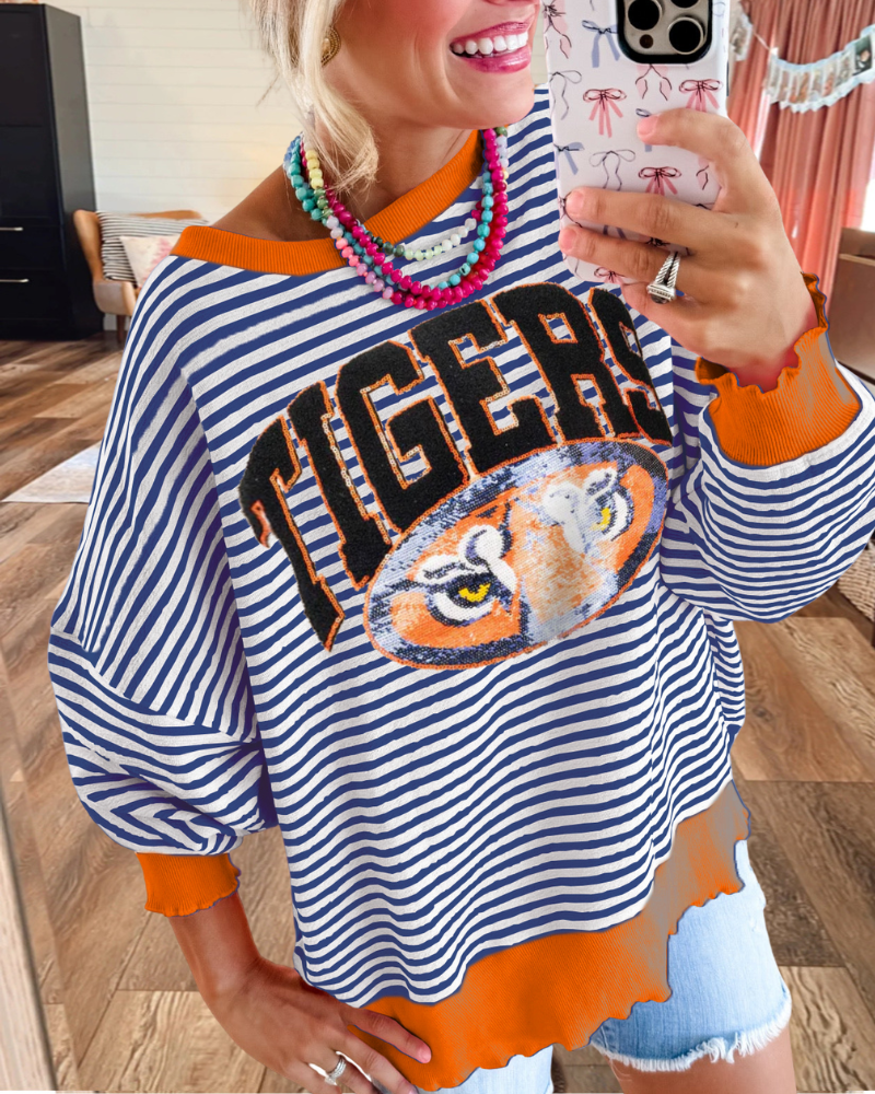 Auburn Tigers Sequin Striped Sweatshirt