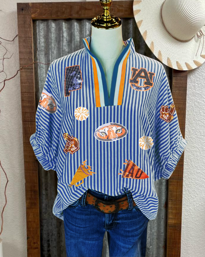 Auburn Tigers Sequin Stripe Top