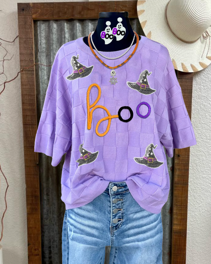 Lively Witch Hat Boo Sequin Tee