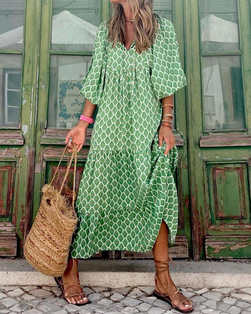 Bohemian V-Neck Maxi Dress