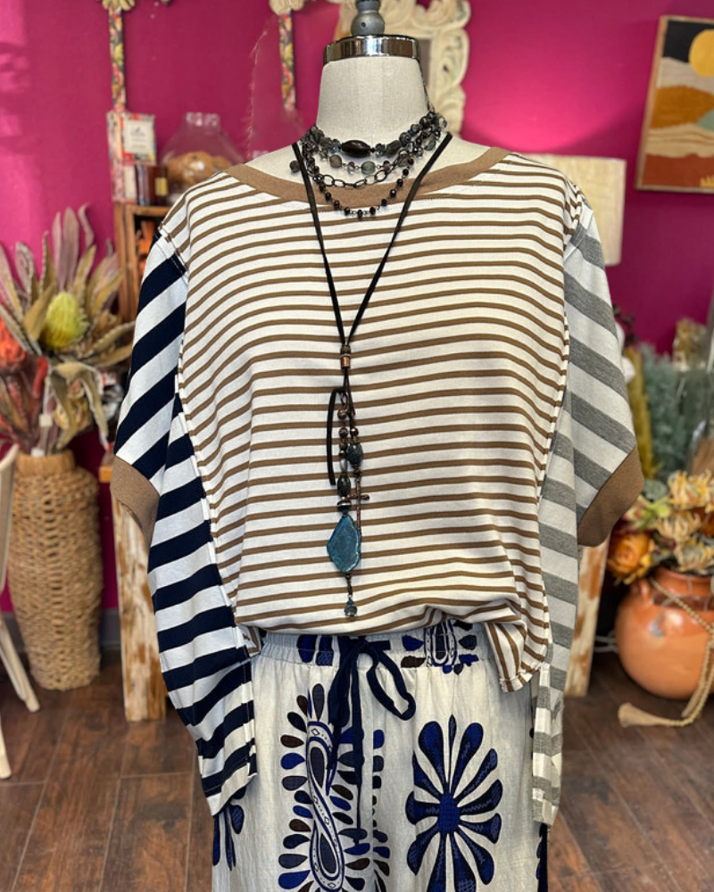 Oversized Patchwork Striped Top