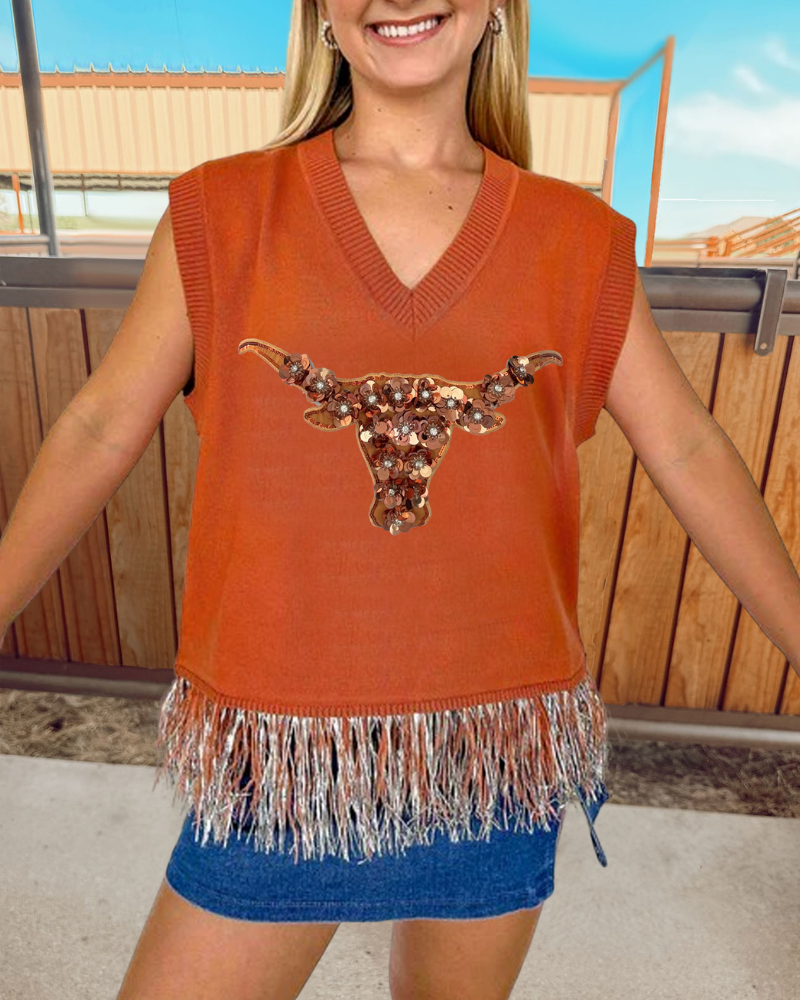 Shining Bullhead Tassel Sweater Vest