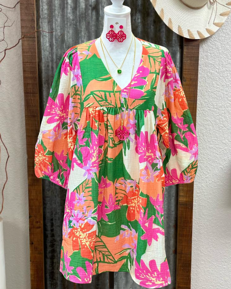 Abstract Dream Floral Mini Dress
