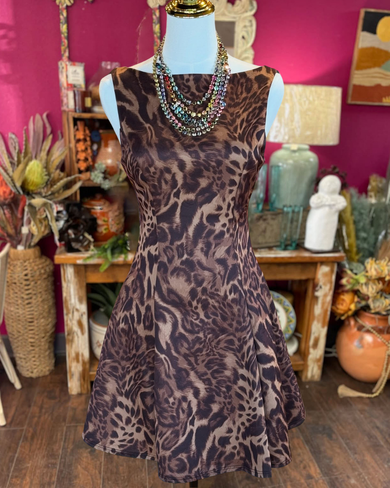 Wild Tiger Print Elegant Satin Dress