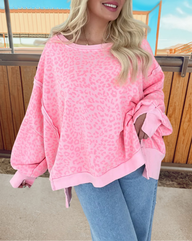 Oversized Stylish Leopard Sweatshirt