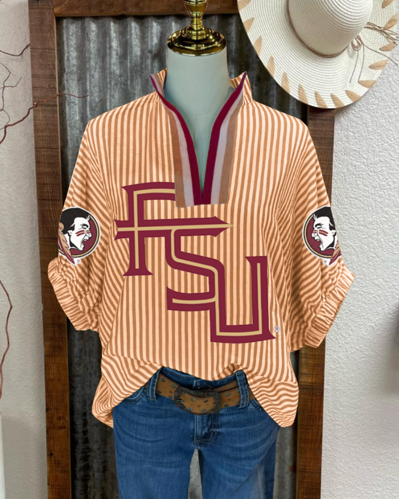 FSU Seminoles Striped V-Neck Top