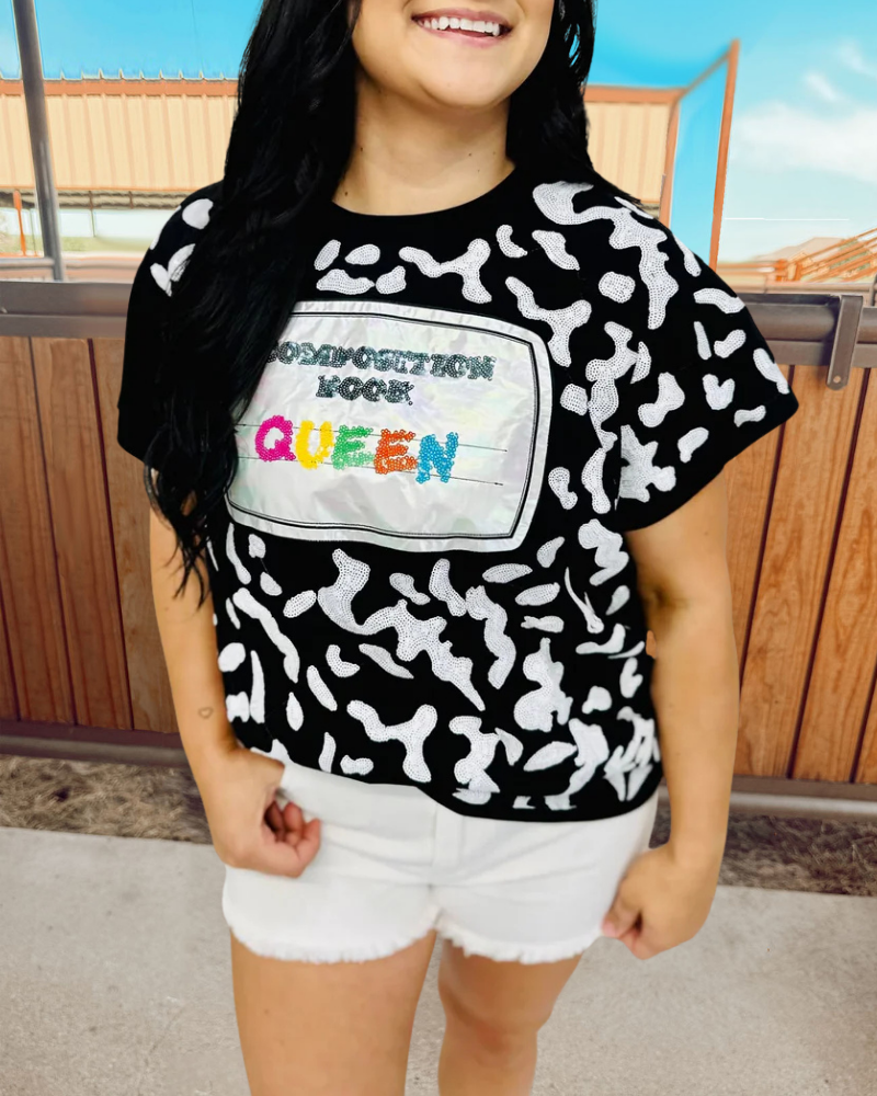 Book Leopard Print Sequined T-shirt
