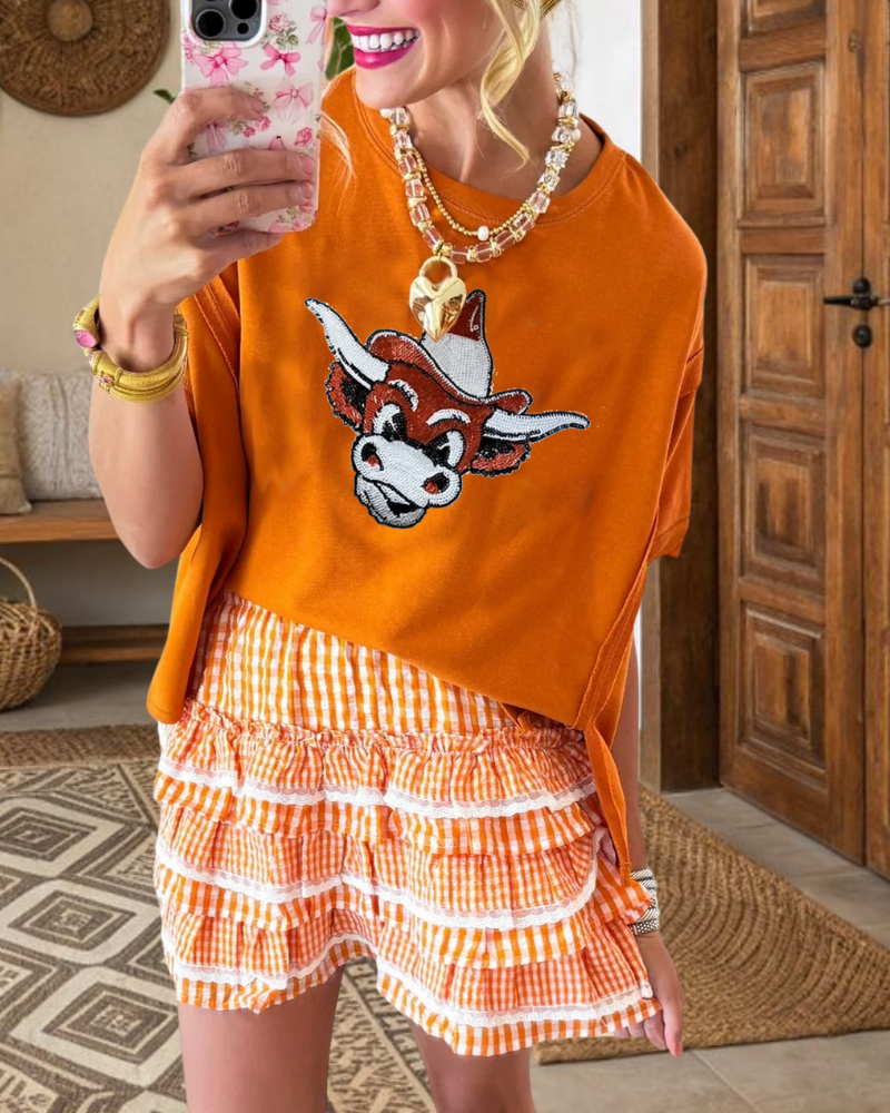 Western Cow Sequined T-Shirt