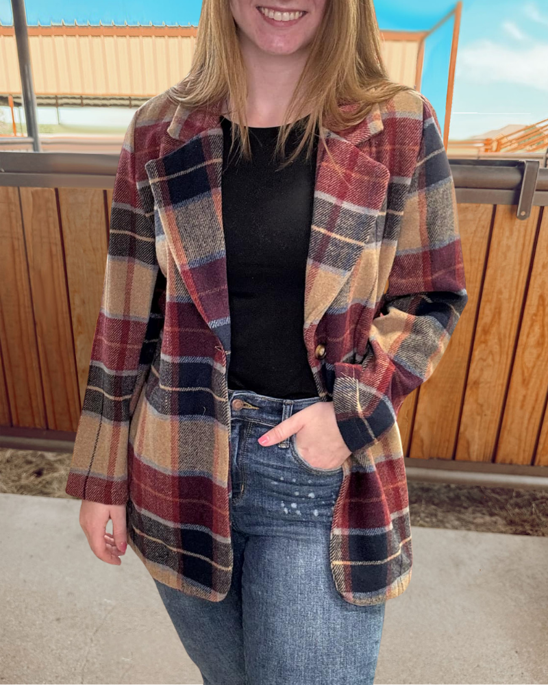 Classic Woolen Plaid Jacket