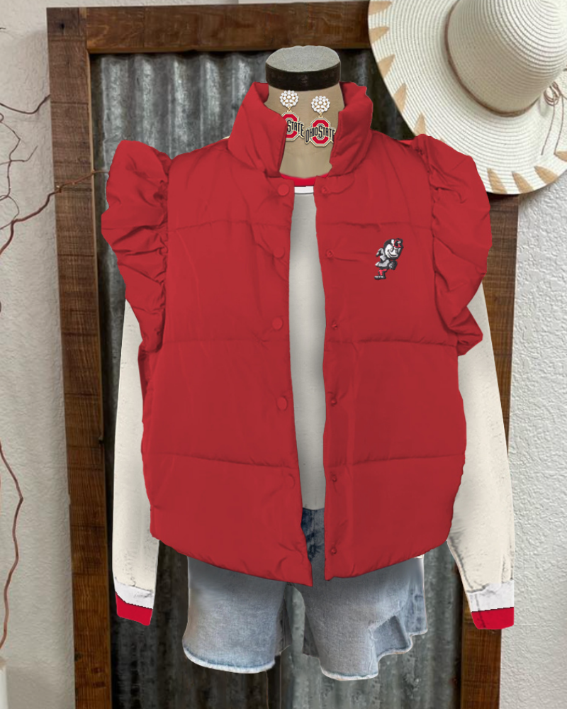 Ohio State Ruffle Vest Coat