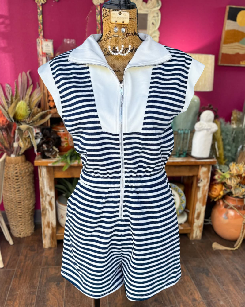 Trendy Striped Zip Jumpsuit