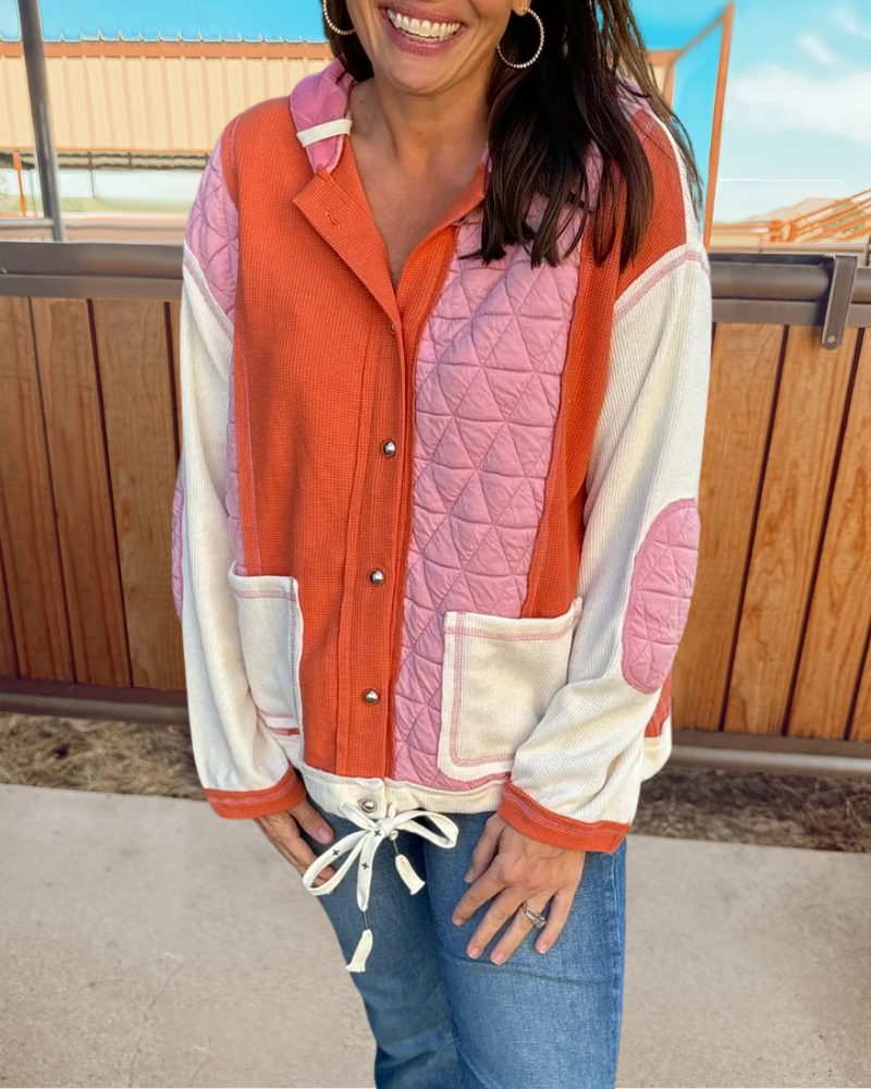 Patchwork Quilted Hoodie Jacket