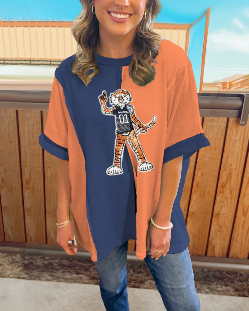 Auburn Tigers Sequined Contrast T-shirt