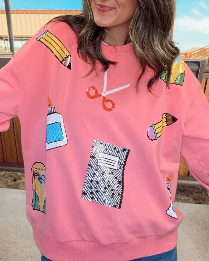 School Tools Sequined Sweatshirt