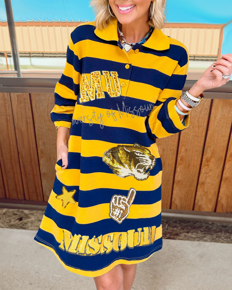 Mizzou Tigers Sequin Striped Dress