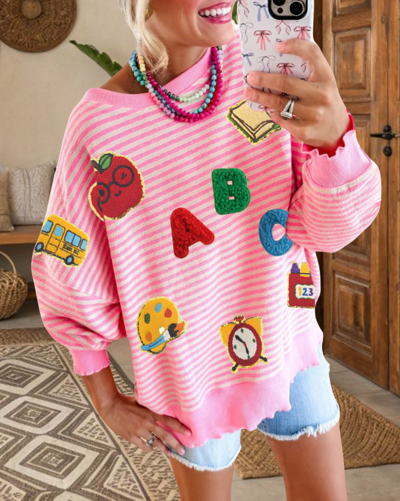 School Sequin Stripe Sweatshirt
