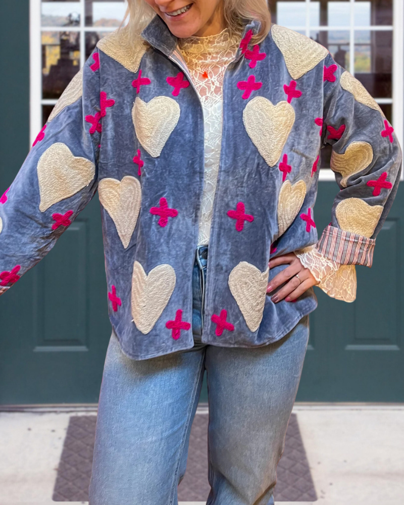 Romantic Heart Embroidered Jacket