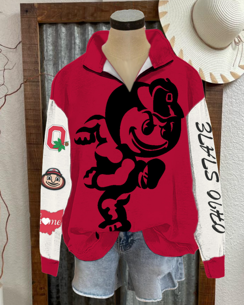Ohio Brutus Buckeye Half Collar Pullover